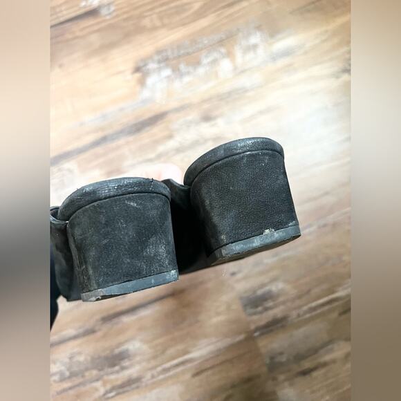 Eileen Fisher Womens Size 8 Black Katniss Nubuck Leather Block Heel Mules Sandal - Picture 5 of 7
